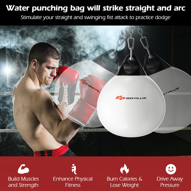 Goplus 18'' 110Lbs Heavy Water Filled Punching Aqua Training Boxing Bag Home Gym Hook White