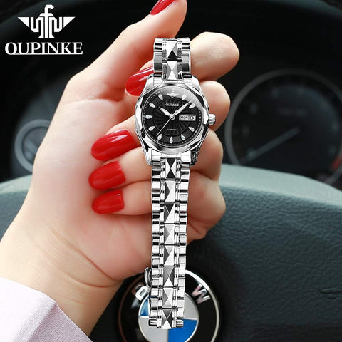 Women'S Dress Automatic Mechanical Watches Self Winding Diamond Sapphire Crystal Date Waterproof Luminous Elegant Ladies Watches