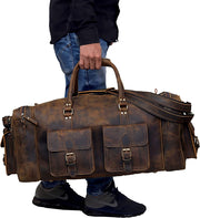 Large Duffel Bags for Men Holdall Leather Travel Bag Overnight Gym Sports Weekend Bag