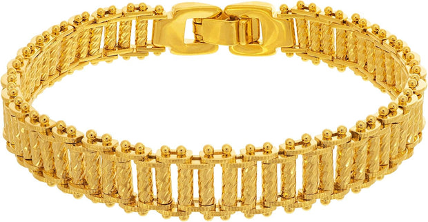 Riccio Bar Bracelet 24K Real Gold Plated for Women and Men (10Mm & 13Mm)