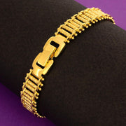 Riccio Bar Bracelet 24K Real Gold Plated for Women and Men (10Mm & 13Mm)